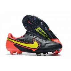 Chaussures de Foot Nike Tiempo Legend 9 Elite FG Noir Rouge Jaune