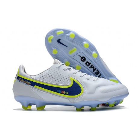 Chaussures de Foot Nike Tiempo Legend 9 Elite FG Blanc Bleu