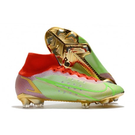 Nike Mercurial Superfly 8 Elite FG Nouvelle Vert Rouge Or