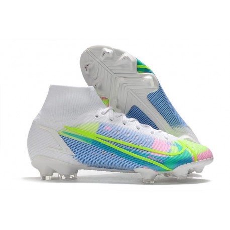 Nike Mercurial Superfly 8 Elite FG Nouvelle Blanc Bleu Vert