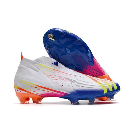 adidas Predator Edge+ FG Nouveaux Blanc Jaune Solaire Bleu Power