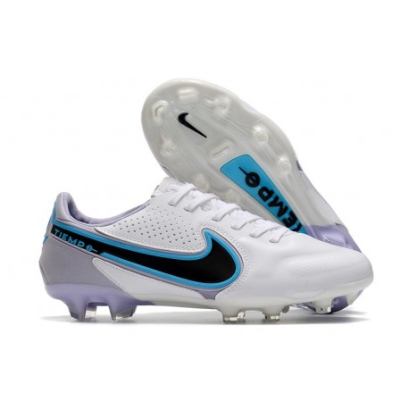 Chaussures de Foot Nike Tiempo Legend 9 Elite FG Blanc Noir Bleu