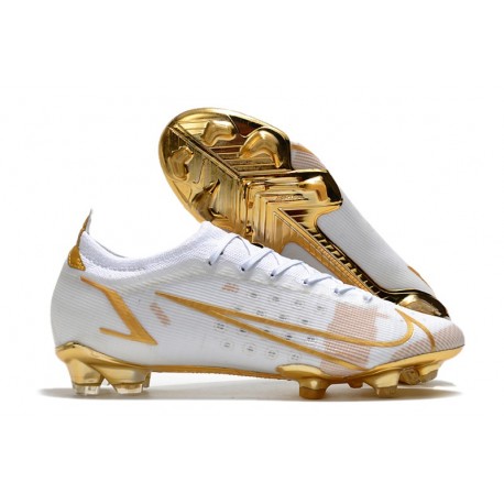 Nike Mercurial Vapor 14 Elite FG Homme Blanc Or