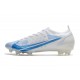 Nike Mercurial Vapor 14 Elite FG Homme Blanc Bleu