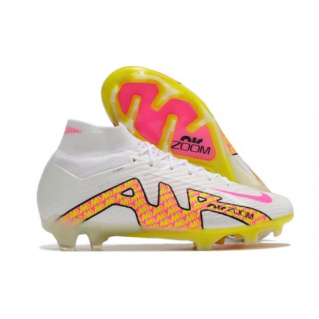 Nike Zoom Mercurial Superfly Elite 9 FG Blanc Rose Jaune