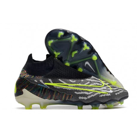 Crampons Nike Phantom GX DF Elite FG FG Noir Volt Blanc Bleu Lumière