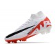 Nike Zoom Mercurial Superfly Elite 9 FG Blanc Cramoisi Vif Noir