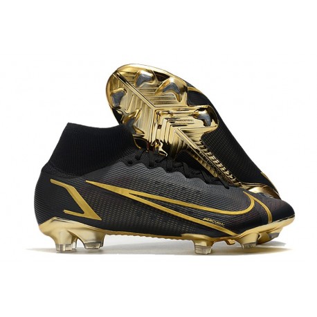 Chaussures Nike Mercurial Superfly 8 Elite FG Noir Or