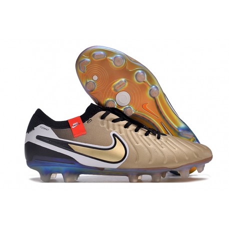Crampons Nike Tiempo Legend X Elite FG Future Heritage Seda Dorada Metálica Moneda Negro