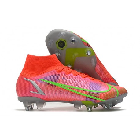 Nike Mercurial Superfly 8 Elite SG Chaussures Rubis Argent Metallique