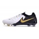 Chaussure Nike Phantom Luna 2 Elite L FG Blanc Noir Pièce Dor Métallique