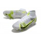 Nike Mercurial Superfly 8 Elite FG Silver Safari - Blanc Noir Argenté Jaune Fluo