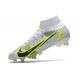 Nike Mercurial Superfly 8 Elite FG Silver Safari - Blanc Noir Argenté Jaune Fluo