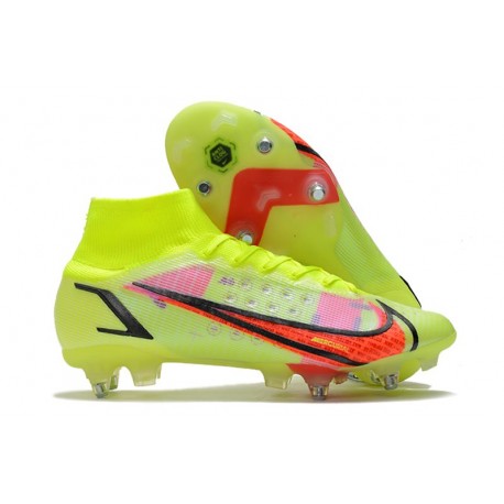 Nike Mercurial Superfly 8 Elite SG Chaussures Volt Carmin Noir