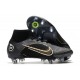 Nike Mercurial Superfly VIII Elite SG Noir Or Métallique Argent Métallique