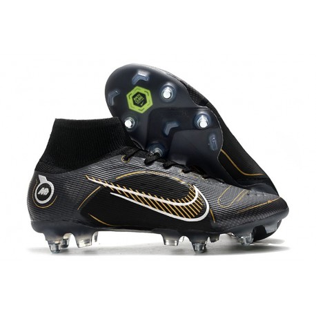 Nike Mercurial Superfly VIII Elite SG Noir Or Métallique Argent Métallique
