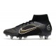 Nike Mercurial Superfly VIII Elite SG Noir Or Métallique Argent Métallique