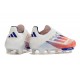 Crampons adidas F50+ LL FG Advancement – Blanc Rouge Bleu
