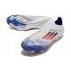 Crampons adidas F50+ LL FG Advancement – Blanc Rouge Bleu