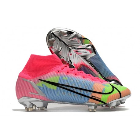 Chaussures Nike Mercurial Superfly 8 Elite FG Rose Bleu Jaune