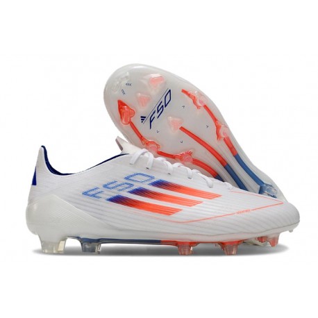 Crampons adidas F50 Elite FG Blanc Rouge Bleu