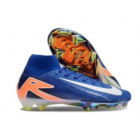 Chaussures Nike Mercurial Superfly 10 Elite FG Bleu Blanc Orange