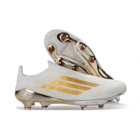 Crampons adidas F50+ LL FG Blanc Or