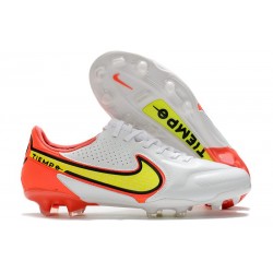 Chaussures de Foot Nike Tiempo Legend 9 Elite FG Blanc Volt Carmin